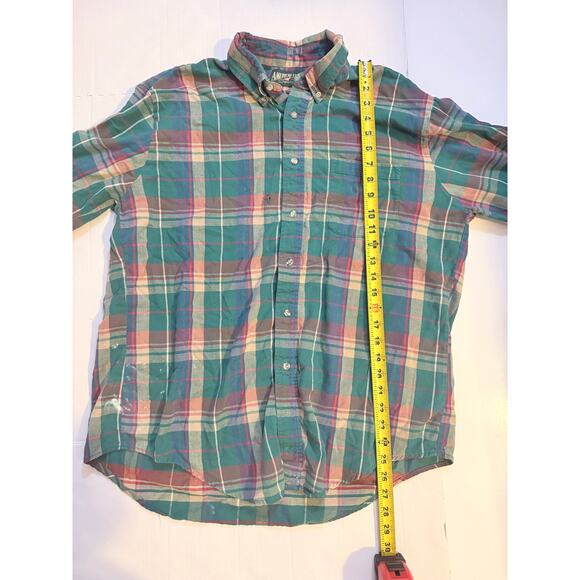 1990s Vintage Mens American Eagle Green Plaid Distressed Button Up Size Large - Picture 5 of 10